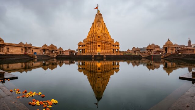 Golden Temple Reflection &mdash; Sacred Monsoon Serenity