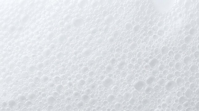 White soap foam texture, dense bubbly lather background, macro view of cosmetic cleansing suds, soft airy shampoo bubbles for skincare branding