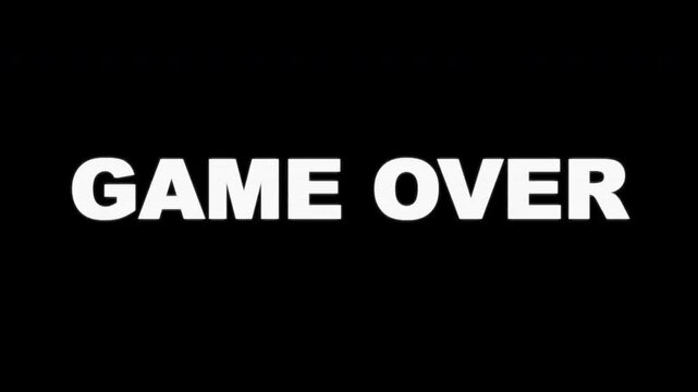 Retro Game Over Glitch Text Animation with Digital Scanlines and Distorted Typography