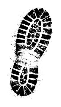 PNG Grunge black boot print isolated on white background