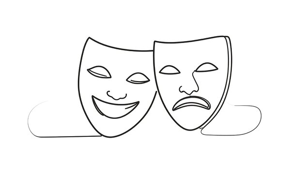 Two cartoon faces showing happy and sad emotions.