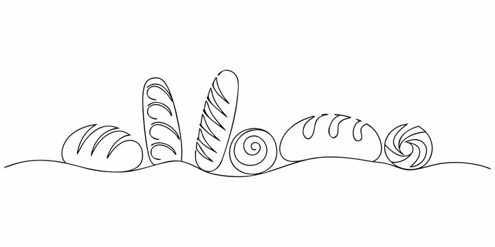 Bread line drawing illustration on a white background