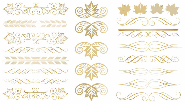 Golden floral ornament collection a set of decorative vector illustrations against a white background design scrollwork acanthus leaf motif leafy pattern