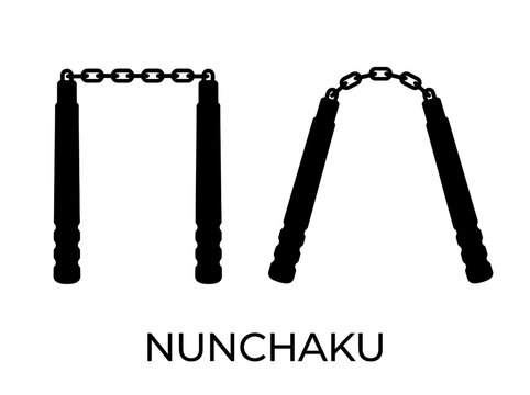 nunchaku silhouette on white background weapon martial