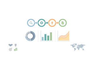 Obraz premium Business infographic elements, professional data visualization set, corporate workflow process and financial charts