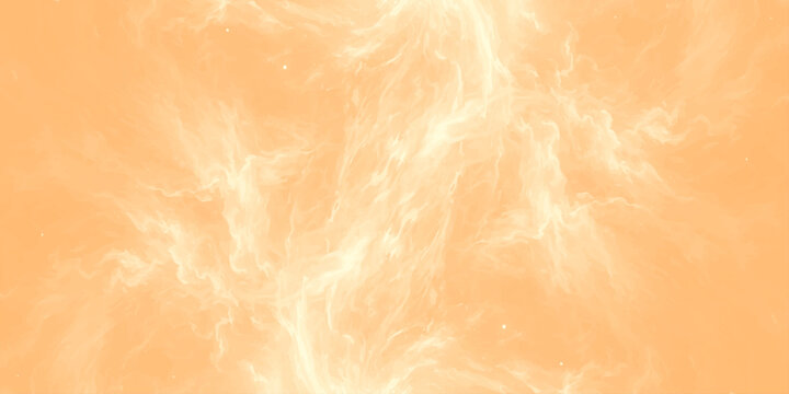 Vibrant orange abstract vector background with swirling white smoke texture and subtle sparkles for design