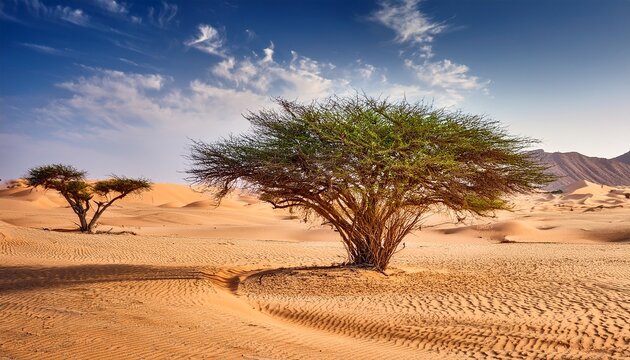 drought tolerant ghaf tree in ras al khaimah desert uae prosopis cineraria arid landscape desertification fight