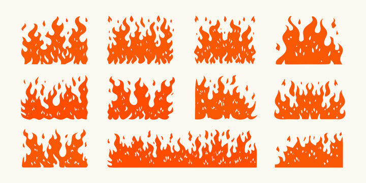Orange Flame Illustrations A Collection Of Nine Fire Shapes