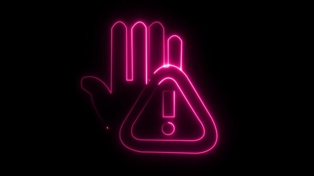 glowing neon light system error4k Animation video on Black Background