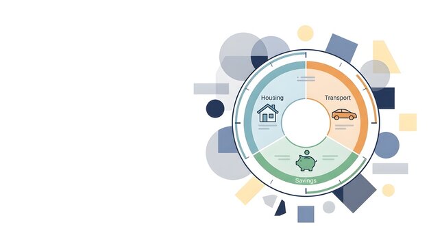 Personal budget infographic for housing transport and savings
