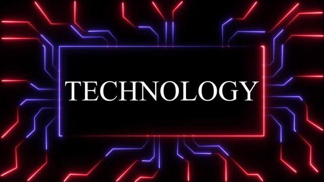 abstract neon motherboard icon . 4k video animation .4k Circuit Board with neon line moving electrons Data Flow Loop Background Animation 4k Motion graphics on Black Background
