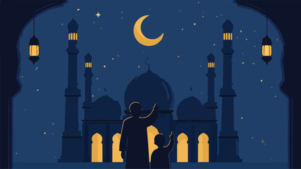 Man in mosque at night. © SONY