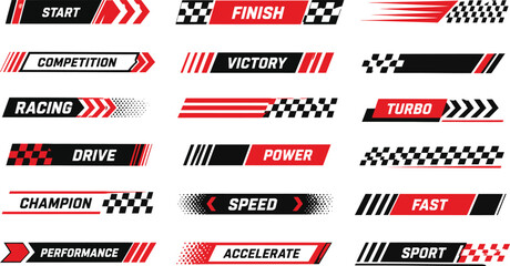 Racing Banner Labels Set with Speed and Motorsport Design Elements © AbuHuraira