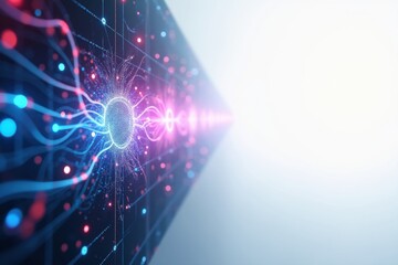 Obraz premium Abstract Digital Brain Network with Glowing Lines and Data Flow