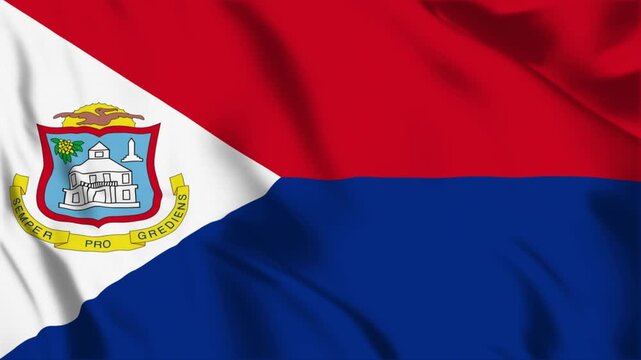 Sint Maarten Flag Animation, 4K MP4 Waving Caribbean Island Banner Background Video
