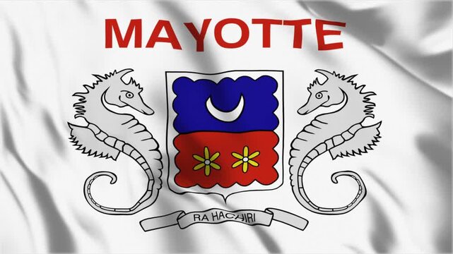 Mayotte Flag Animation, 4K MP4 Waving French Overseas Island Banner Background Video