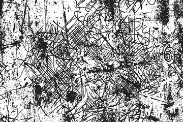 Obraz premium Black and White Abstract Grunge Scribble Texture