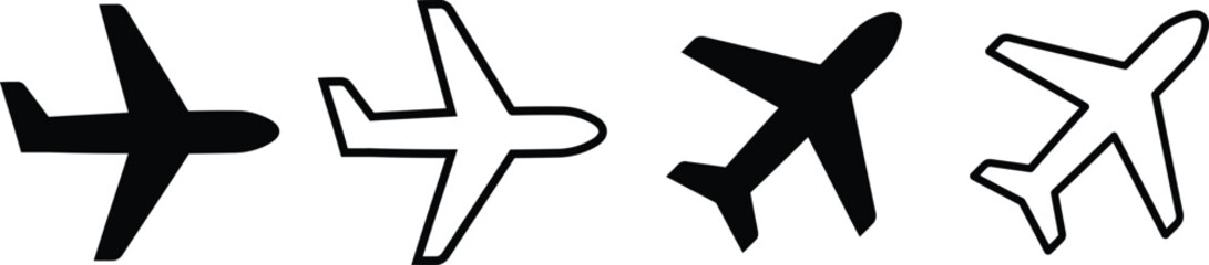 Airplane icon set. Plane, flight transport, travel, aircrafts symbol vector stock © Ruhul