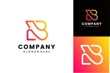 Modern abstract letter B logo design with gradient colors and minimalist style © Solonia