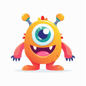 Cute Cartoon One-Eyed Monster