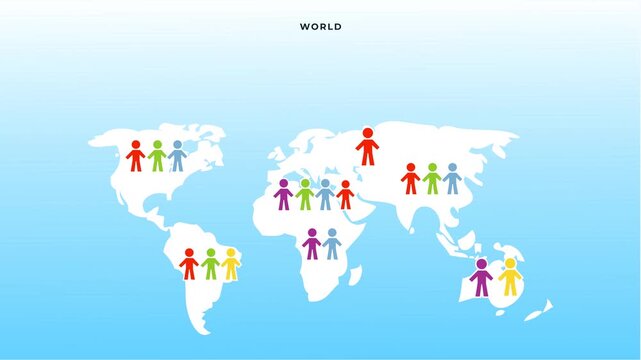 World population day july 11 colorful human figures map white global background. Perfect for educational materials and presentations.