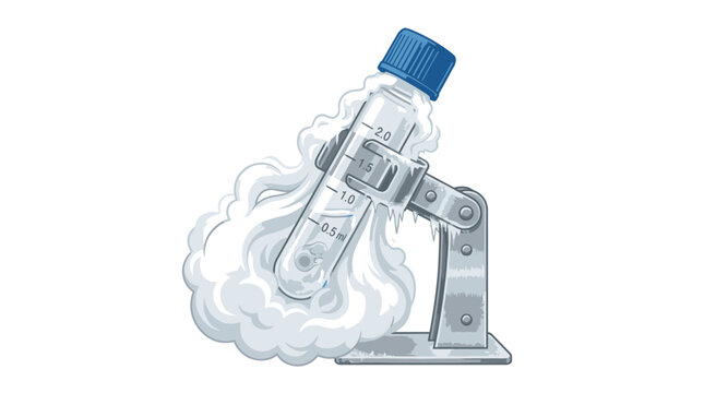 Glass bottle on a laboratory equipment.