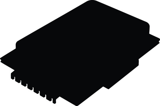 Black silhouette of a rectangular electronic lithium battery pack for portable devices
