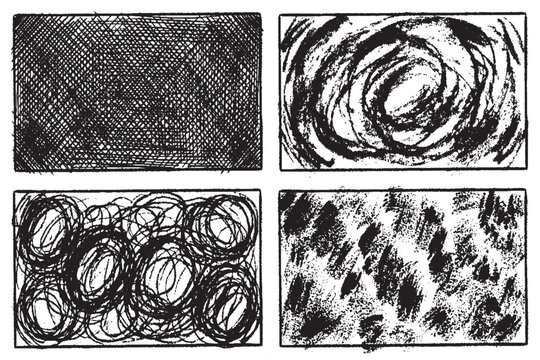 Abstract Black Ink Texture Collection with Scribble, Swirl and Grunge Patterns