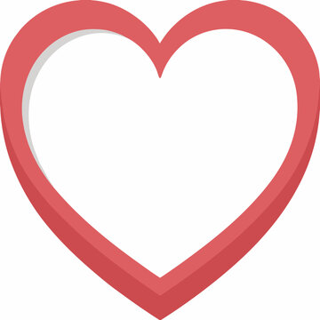 Red heart icon flat vector graphic with white fill and transparent background
