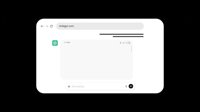 Animated ChatGPT AI Coding Generating for Browser Concept | Alpha channel