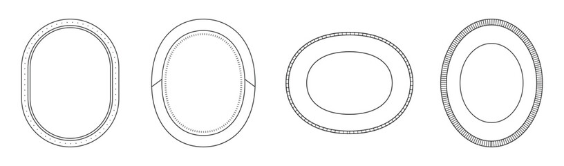 Plakat Vector illustration of four oval frames with different border styles in black and white.