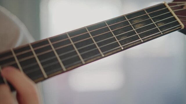 Detailed string diagram. Practice emphasizing accurate finger placement and timing skills. Training session highlighting importance of clean transitions and precise intonation techniques