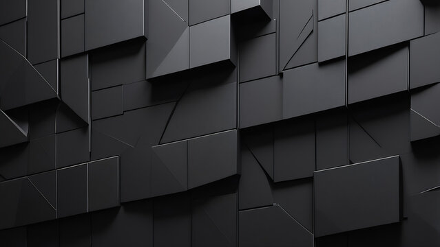 Asymmetrical Elegant Layout Of Pitch Black Monochromatic Panels