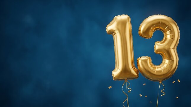 celebration banner golden balloon thirteen background  
