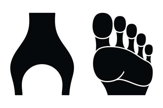 Orthopedic foot anatomy vector icons representing flat foot and normal arch