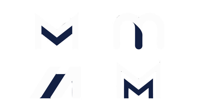Minimal letter M monogram logo set on white background