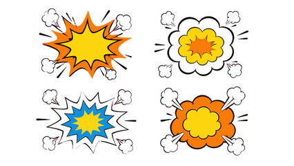 Set of hand drawn comic explosion bursts and speech bubbles © icon_art