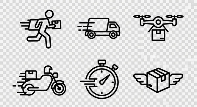 Delivery service icons set fast shipping methods.