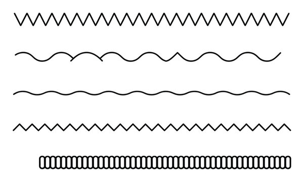 Collection of abstract line patterns: zigzags, waves, and repeating shapes