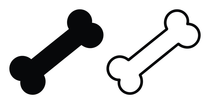 Two dog bones: one solid black, one outline on white background