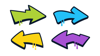 Colorful graffiti arrow set with bold outlined directional signs © icon_art