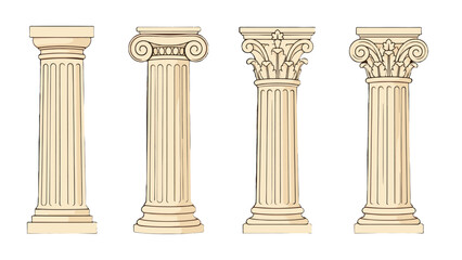 Obraz premium Set of classical stone columns with ornate capitals