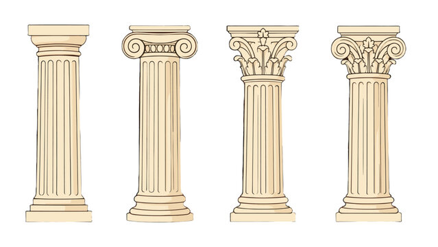 Set of classical stone columns with ornate capitals