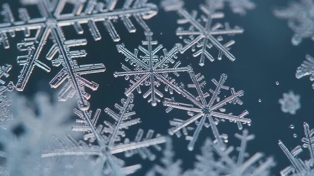Snowflakes falling against dark winter sky background