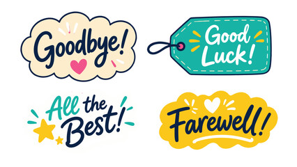 Obraz premium Handwritten farewell and good luck lettering set