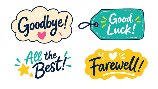 Handwritten farewell and good luck lettering set