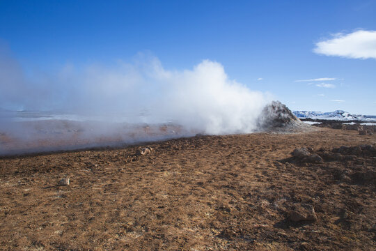 Hverir geothermal area with volcanic landscape in Iceland