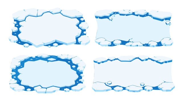 Set of icy frame templates with cracked floe borders