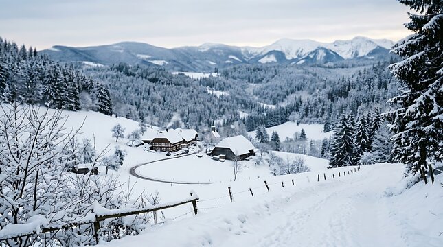stunning snowy landscape winter black forest panorama  
