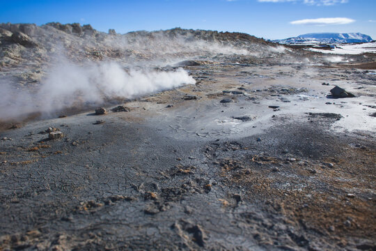 Hverir geothermal area with volcanic landscape in Iceland